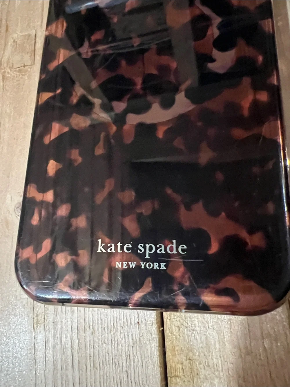 KATE SPADE Tortoise Pattern Glossy I Phone 15 pro max Case - Black & Brown